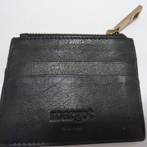 MARGOT NEW YORK Betty Zip Card Case Wallet Genuine Leather Black NEW